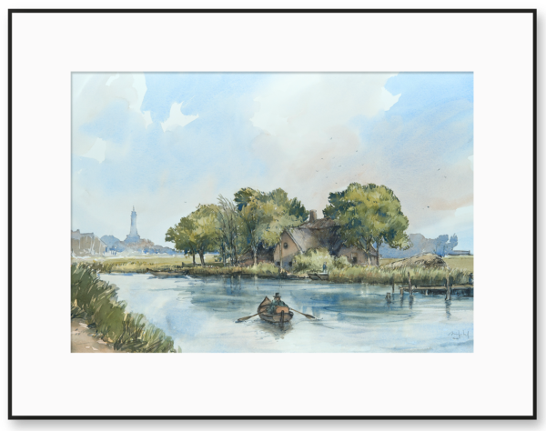 R42 Aquarel - Aan de Amstel bij Ouderkerk 2023