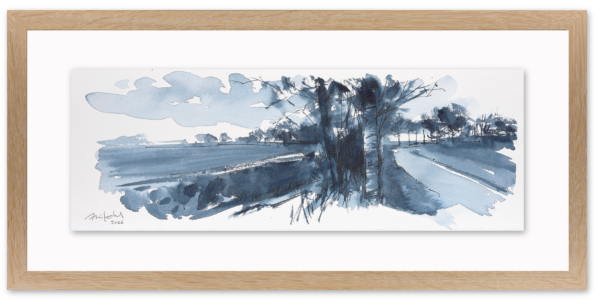 35 Aquarel monochrome - Torensmaweg richting Feerwerd 2026