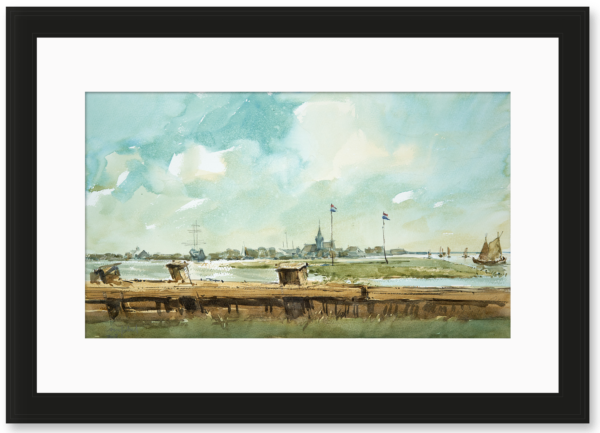 R01 Aquarel - Gezicht over het IJ op Nieuwendam 2018